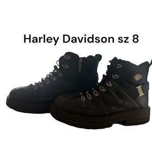 Genuine Harley Davison Motorcycle Black Leather Riding Boots 8 GUC Moto Work